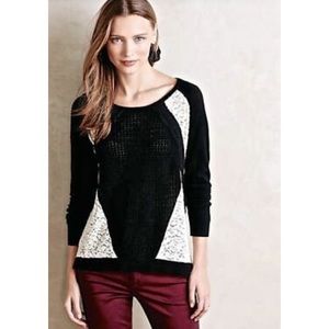 Anthropologie black and white knit sweater